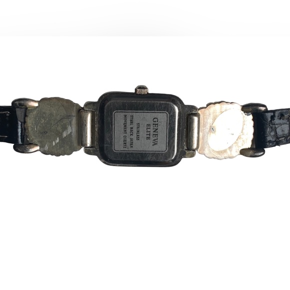 GENEVA Antiqued Silver Black Band Watch Brighton Look-A-Like Woman’s Watch - Picture 8 of 10